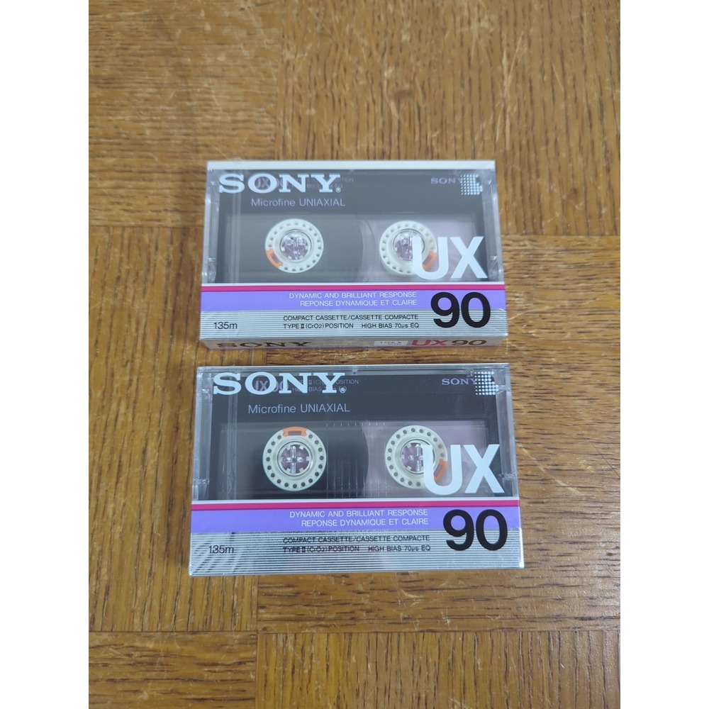 Lot‎ of 2 Sony UX 90 Cassette Tapes Type II High Bias CrO2 NEW SEALED VINTAGE
